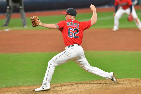 CLEVELAND, OHIO – SEPTEMBER 30: Relief pitcher Nick Wittgren #62 of the Cleveland Indians pitches during the eighth inning of Game Two of the American League Wild Card Series against the New York Yankees at Progressive Field on September 30, 2020 in Cleveland, Ohio. The Yankees defeated the Indians 10-9. (Photo by Jason Miller/Getty Images)