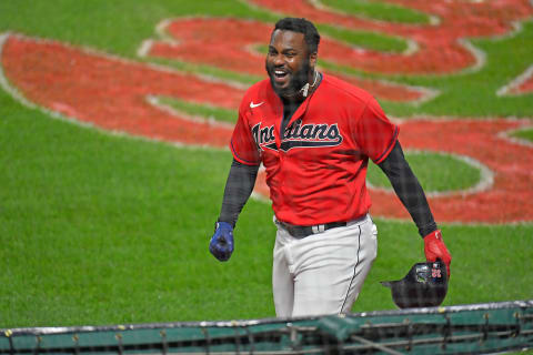 Franmil Reyes #32 of the Cleveland Indians (Photo by Jason Miller/Getty Images)