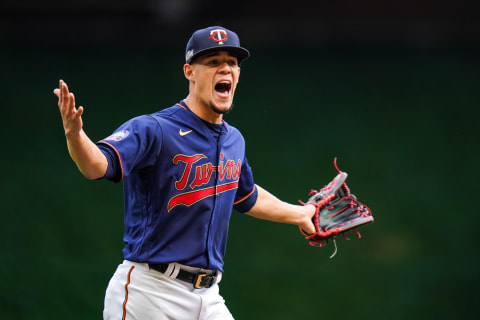 MINNEAPOLIS, MN – SEPTEMBER 30: Jose Berrios #17 of the Minnesota Twins celebrates during game two of the Wild Card Series between the Minnesota Twins and Houston Astros on September 30, 2020 at Target Field in Minneapolis, Minnesota. (Photo by Brace Hemmelgarn/Minnesota Twins/Getty Images)