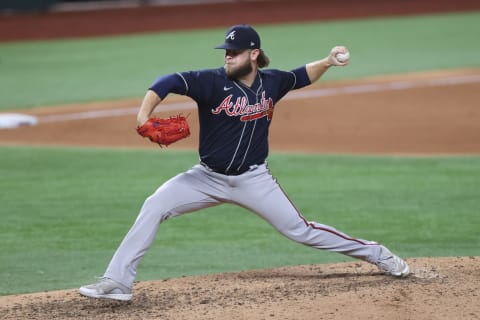 A.J. Minter #33 of the Atlanta Braves (Photo by Tom Pennington/Getty Images)