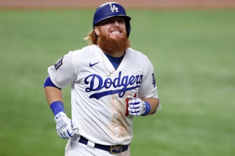 Justin Turner #10 of the Los Angeles Dodgers (Photo by Tom Pennington/Getty Images)