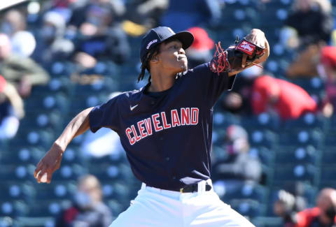 Triston McKenzie #24 of the Cleveland Indians (Photo by Norm Hall/Getty Images)