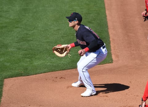 Jake Bauers #10 of the Cleveland Indians (Photo by Norm Hall/Getty Images)