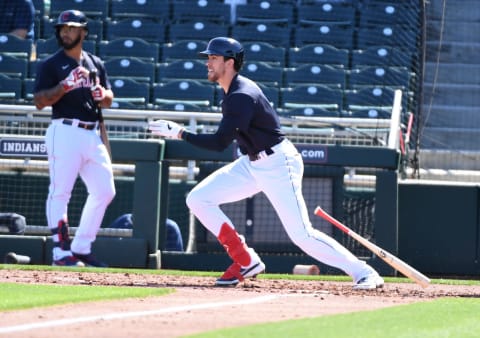 Bradley Zimmer #4 of the Cleveland Indians (Photo by Norm Hall/Getty Images)