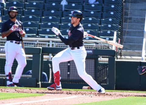 Bradley Zimmer #4 of the Cleveland Indians (Photo by Norm Hall/Getty Images)