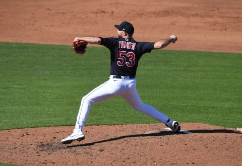 Blake Parker #53 of the Cleveland Indians (Photo by Norm Hall/Getty Images)