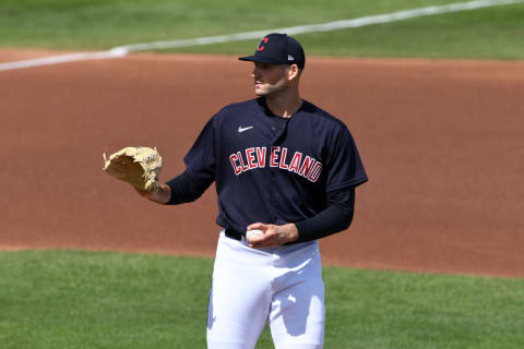 Sam Hentges #72 of the Cleveland Indians (Photo by Norm Hall/Getty Images)