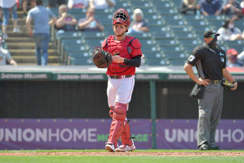 Catcher Roberto Perez #55 of the Cleveland Indians (Photo by Jason Miller/Getty Images)