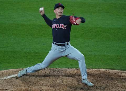 James Karinchak #99 of the Cleveland Indians (Photo by Nuccio DiNuzzo/Getty Images)