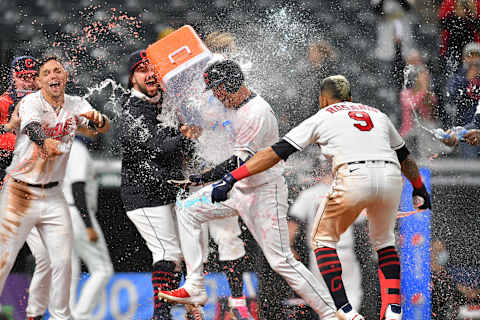 Jordan Luplow #8 of the Cleveland Indians (Photo by Jason Miller/Getty Images)