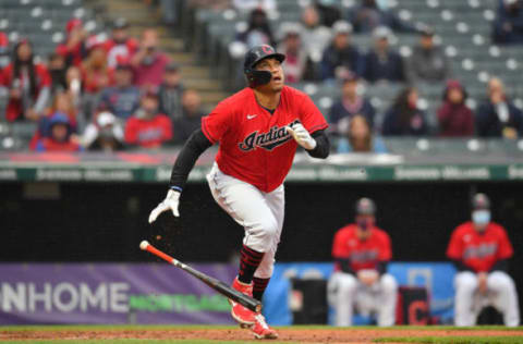 Josh Naylor #22 of the Cleveland Indians (Photo by Jason Miller/Getty Images)