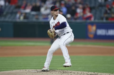 Zach Plesac #34 of the Cleveland Indians (Photo by Ron Schwane/Getty Images)