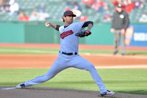 Starting pitcher Shane Bieber #57 of the Cleveland Indians (Photo by Jason Miller/Getty Images)