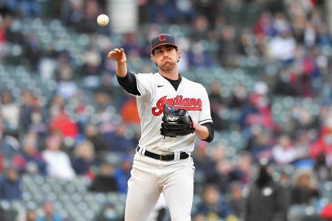 Starting pitcher Shane Bieber #57 of the Cleveland Indians (Photo by Jason Miller/Getty Images)