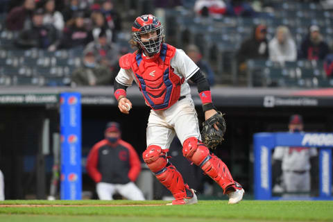 Catcher Austin Hedges #17 of the Cleveland Indians (Photo by Jason Miller/Getty Images)