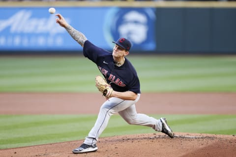 Zach Plesac #34 of the Cleveland Indians (Photo by Steph Chambers/Getty Images)