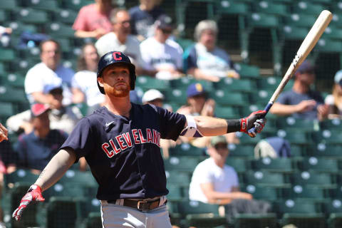 Jordan Luplow #8 of the Cleveland Indians (Photo by Abbie Parr/Getty Images)