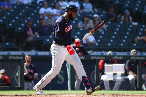 Franmil Reyes #32 of the Cleveland Indians (Photo by Abbie Parr/Getty Images)