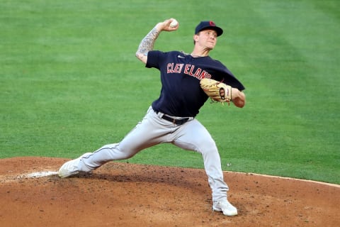 Zach Plesac #34 of the Cleveland Indians (Photo by Katelyn Mulcahy/Getty Images)