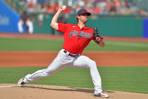 Starting pitcher Shane Bieber #57 of the Cleveland Indians (Photo by Jason Miller/Getty Images)