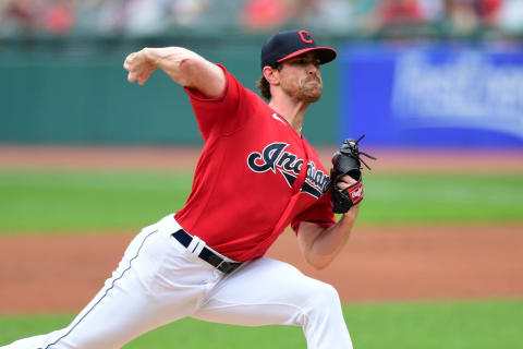 Shane Bieber #57 of the Cleveland Indians (Photo by Emilee Chinn/Getty Images)