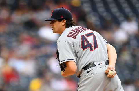 Cal Quantrill #47 of the Cleveland Indians (Photo by Joe Sargent/Getty Images)