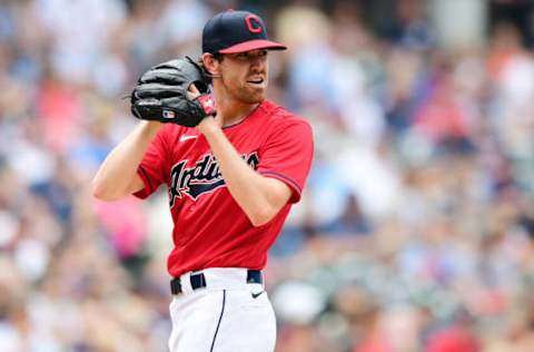 Shane Bieber #57 of the Cleveland Indians (Photo by Emilee Chinn/Getty Images)