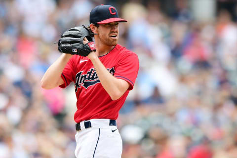 Shane Bieber #57 of the Cleveland Indians (Photo by Emilee Chinn/Getty Images)