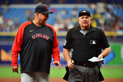 Manager Terry Francona of the Cleveland Indians before the 2021 MLB Draft (Photo by Julio Aguilar/Getty Images)