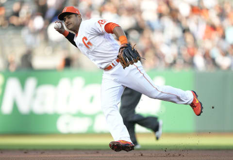 Donovan Solano #7 of the San Francisco Giants (Photo by Thearon W. Henderson/Getty Images)