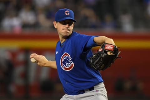 Kyle Hendricks #28 of the Chicago Cubs (Photo by Norm Hall/Getty Images)