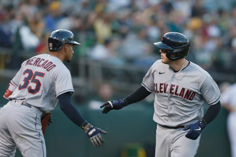 Roberto Perez #55 of the Cleveland Indians (Photo by Lachlan Cunningham/Getty Images)