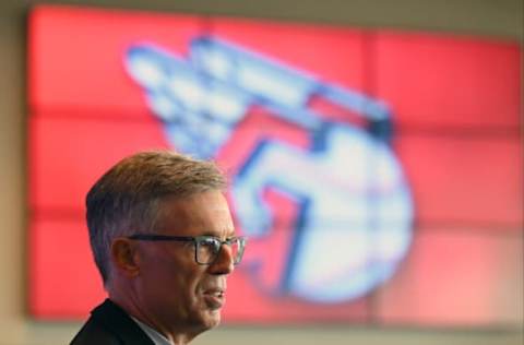 CLEVELAND, OHIO – JULY 23: Cleveland Indians team owner and chairman Paul Dolan talks to members of the media during a press conference announcing the name change from the Cleveland Indians to the Cleveland Guardians at Progressive Field on July 23, 2021 in Cleveland, Ohio. (Photo by Jason Miller/Getty Images)