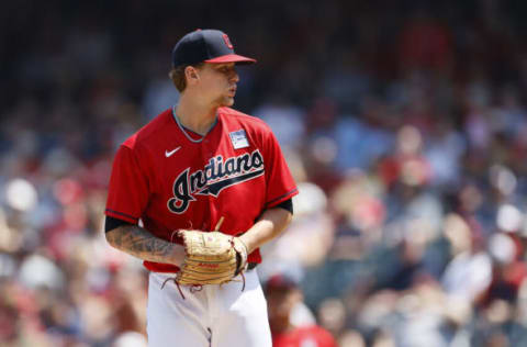 Zach Plesac #34 of the Cleveland Indians (Photo by Ron Schwane/Getty Images)