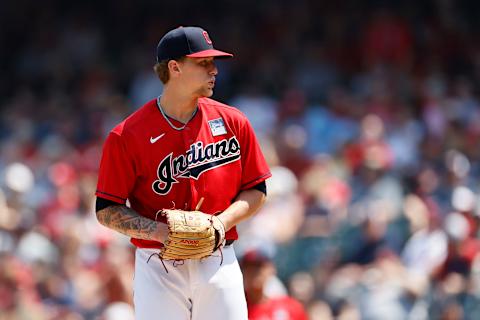 Zach Plesac #34 of the Cleveland Indians (Photo by Ron Schwane/Getty Images)