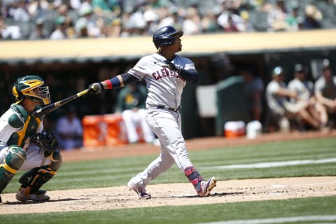 José Ramírez #11 of the Cleveland Indians (Photo by Michael Zagaris/Oakland Athletics/Getty Images)