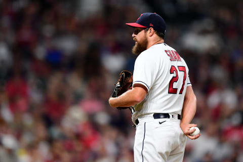 Bryan Shaw #27 of the Cleveland Indians (Photo by Emilee Chinn/Getty Images)