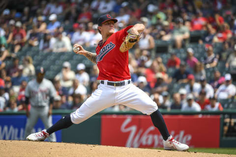 Zach Plesac #34 of the Cleveland Indians (Photo by Nic Antaya/Getty Images)