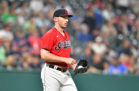 Relief pitcher Trevor Stephan #37 of the Cleveland Indians (Photo by Jason Miller/Getty Images)