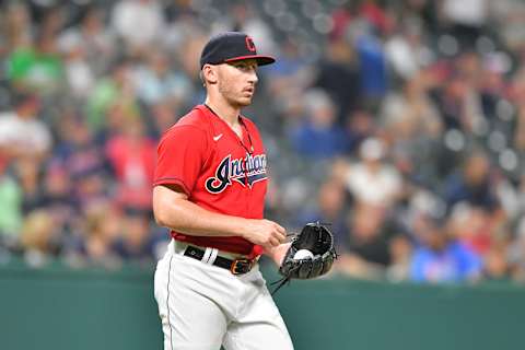 Relief pitcher Trevor Stephan #37 of the Cleveland Indians (Photo by Jason Miller/Getty Images)