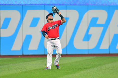 Left fielder Harold Ramirez #10 of the Cleveland Indians / Cleveland Guardians (Photo by Jason Miller/Getty Images)