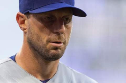 PHILADELPHIA, PA – AUGUST 10: Max Scherzer #31 of the Los Angeles Dodgers walks to the dugout against the Philadelphia Phillies at Citizens Bank Park on August 10, 2021 in Philadelphia, Pennsylvania. The Dodgers defeated the Phillies 5-0. (Photo by Mitchell Leff/Getty Images)