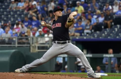 Zach Plesac #34 of the Cleveland Indians (Photo by Ed Zurga/Getty Images)