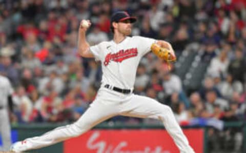 Starting pitcher Shane Bieber #57 of the Cleveland Guardians (Photo by Jason Miller/Getty Images)