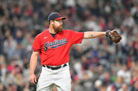 Relief pitcher Bryan Shaw #27 of the Cleveland Indians / Cleveland Guardians (Photo by Jason Miller/Getty Images)