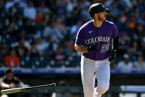 Cleveland Guardians free agent target C.J. Cron #25 of the Colorado Rockies (Photo by Dustin Bradford/Getty Images)