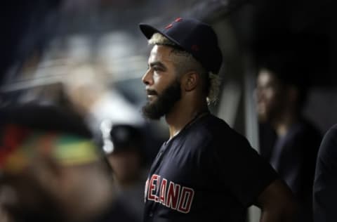 NEW YORK, NY – SEPTEMBER 17: Bobby Bradley #44 of the Cleveland Indians in the dugout against the New York Yankees during the third inning at Yankee Stadium on September 17, 2021 in New York City. (Photo by Adam Hunger/Getty Images)