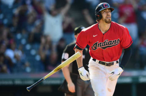 Bradley Zimmer #4 of the Cleveland Guardians (Photo by Emilee Chinn/Getty Images)