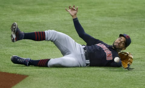 Oscar Mercado #35 of the Cleveland Guardians (Photo by Ron Jenkins/Getty Images)