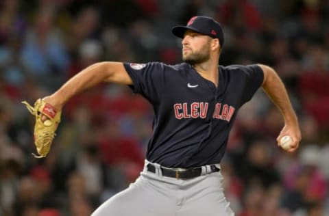 ANAHEIM, CA – APRIL 27: Sam Hentges #31 of the Cleveland Guardians pitches in the game against the Los Angeles Angels at Angel Stadium of Anaheim on April 27, 2022 in Anaheim, California. (Photo by Jayne Kamin-Oncea/Getty Images)